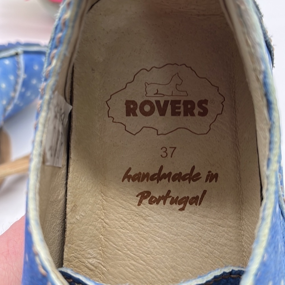Rovers made in Portugal Blue Leather Lace Up Handmade Shoes Sz 37. SNK2313B - Picture 8 of 8